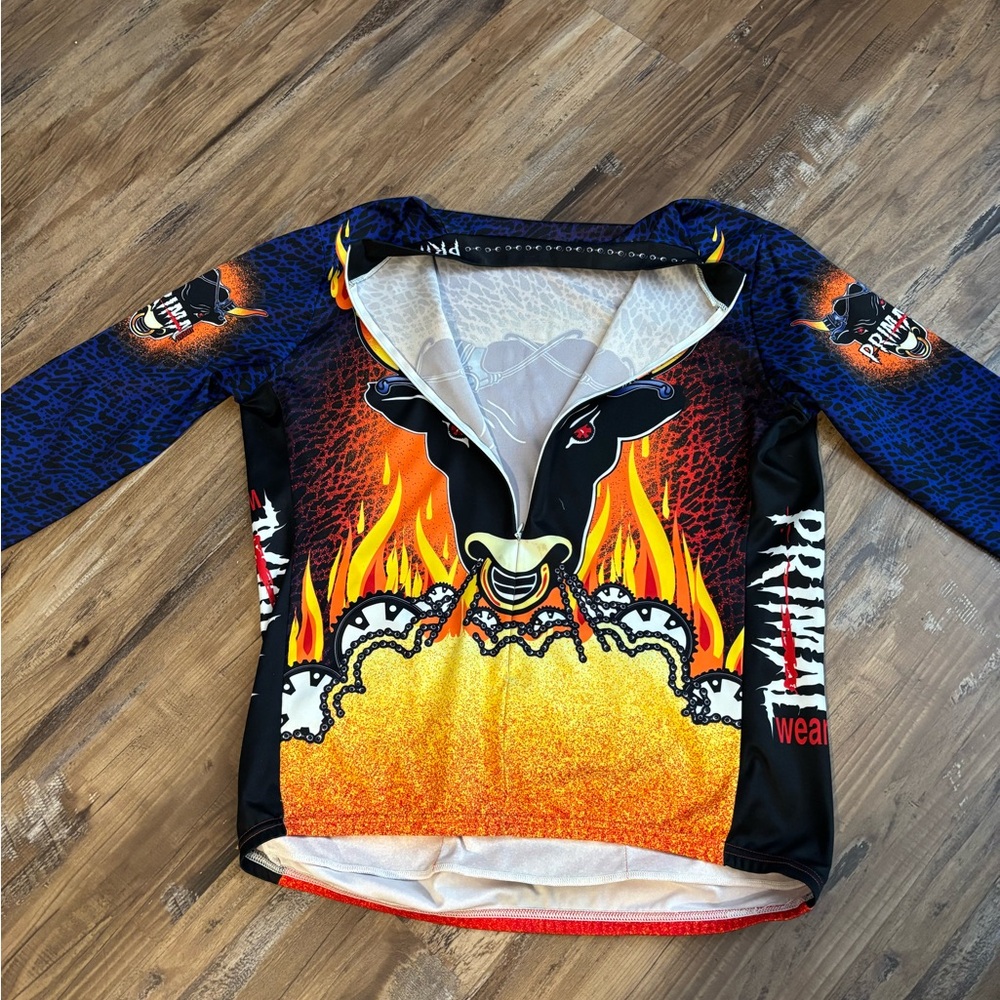 Dynamic Blue and Orange Flame Jersey